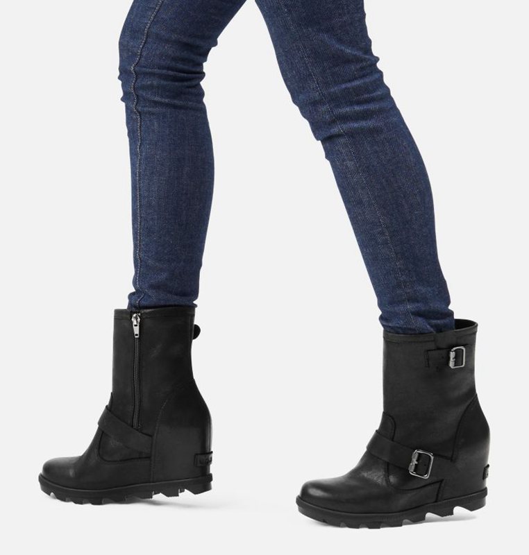 Womens Wedges Black - Sorel Joan Of Arctic™ II Moto Boot - 640-PNYOGD